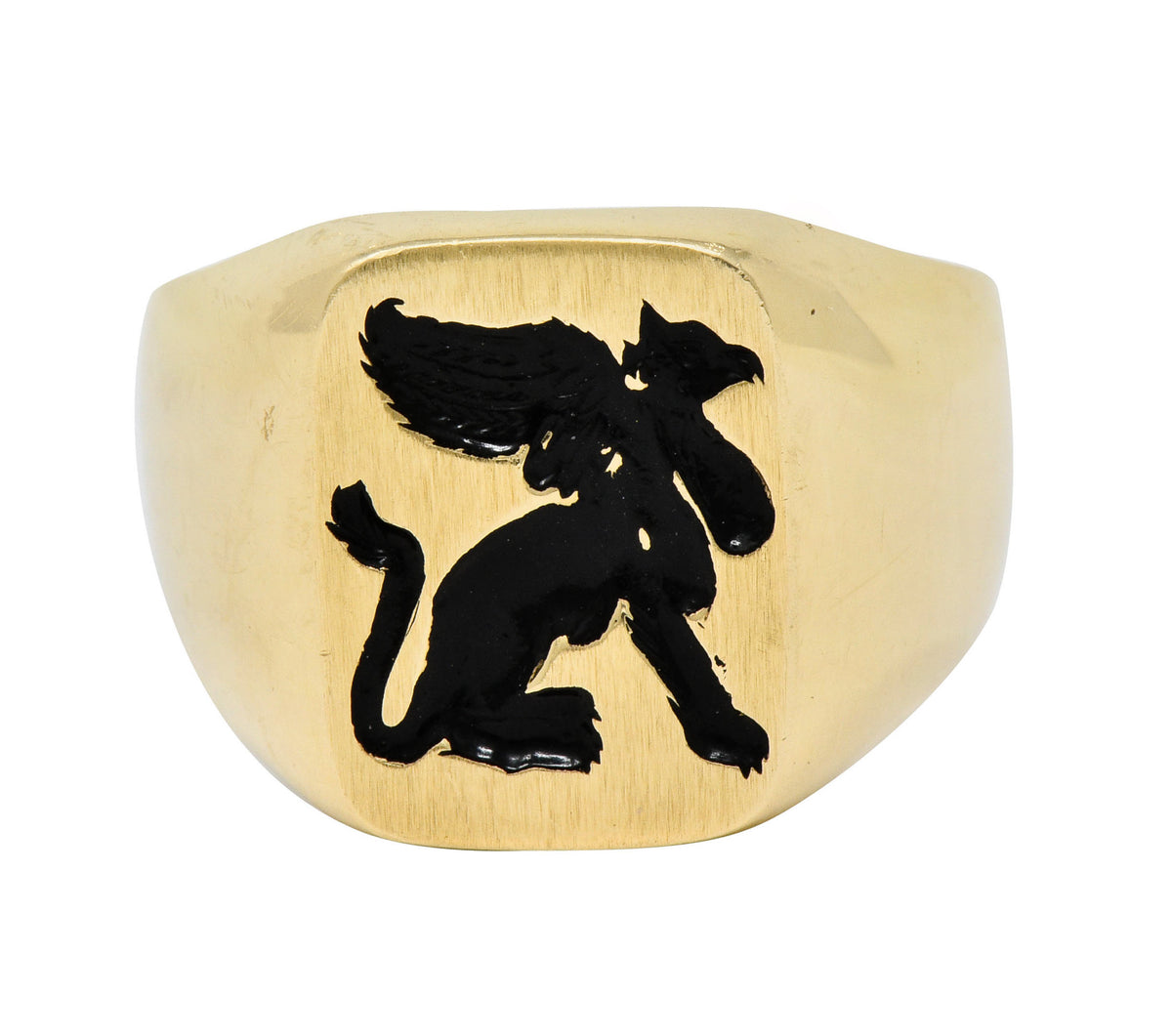 Victorian Tiffany and Co Enamel 14 Karat Gold Unisex Gryphon Signet Ring