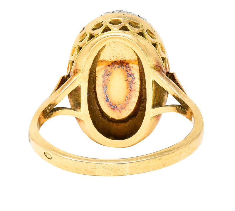 French Victorian Garnet Diamond 18 Karat Yellow Gold Silver Antique Cluster Gemstone Ring Wilson's Estate Jewelry