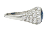 1950's Mid-Century 5.09 CTW No Heat Sapphire Diamond Platinum Bombe RingRing - Wilson's Estate Jewelry
