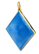 Art Deco Blue Enamel 14 Karat Gold Square Locket Pendant Charmcharm - Wilson's Estate Jewelry