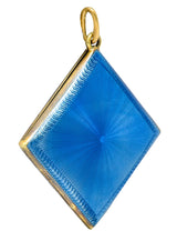 Art Deco Blue Enamel 14 Karat Gold Square Locket Pendant Charmcharm - Wilson's Estate Jewelry