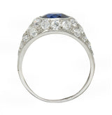 1950's Mid-Century 5.09 CTW No Heat Sapphire Diamond Platinum Bombe RingRing - Wilson's Estate Jewelry
