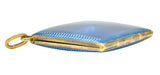 Art Deco Blue Enamel 14 Karat Gold Square Locket Pendant Charmcharm - Wilson's Estate Jewelry