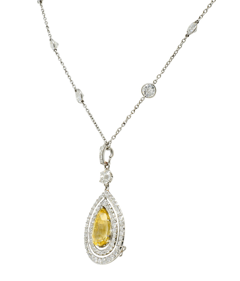 Belle Epoque 16.20 CTW Diamond Sapphire Platinum Pear Drop Enhancer NecklaceNecklace - Wilson's Estate Jewelry