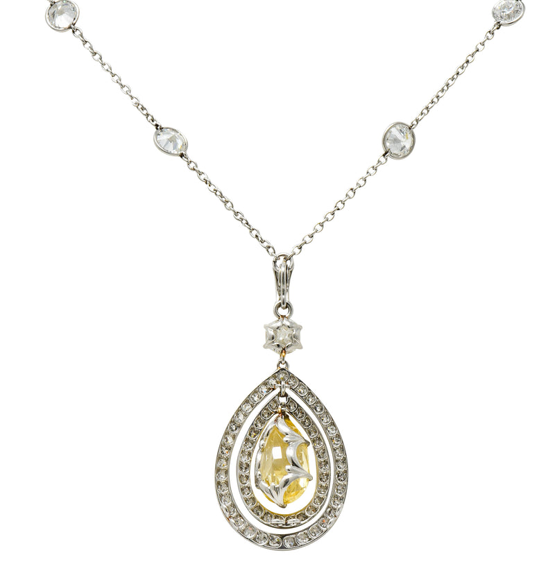 Belle Epoque 16.20 CTW Diamond Sapphire Platinum Pear Drop Enhancer NecklaceNecklace - Wilson's Estate Jewelry