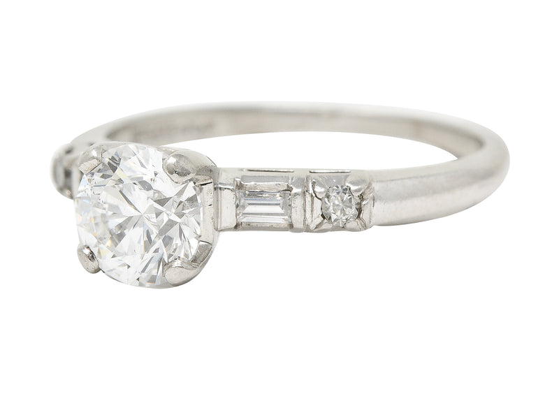 Mid-Century 1.18 CTW Diamond Platinum Five Stone Vintage Engagement Ring GIA Wilson's Estate Jewelry