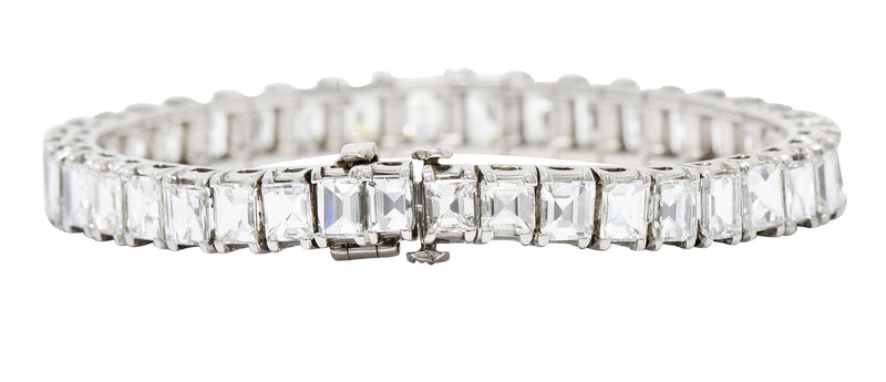 1950's Mid-Century 19.25 CTW Step Cut Diamond Platinum Tennis Line Braceletbracelet - Wilson's Estate Jewelry