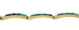 Contemporary B.G. Mudd Turquoise Inlay 14 Karat Gold Link Braceletbracelet - Wilson's Estate Jewelry