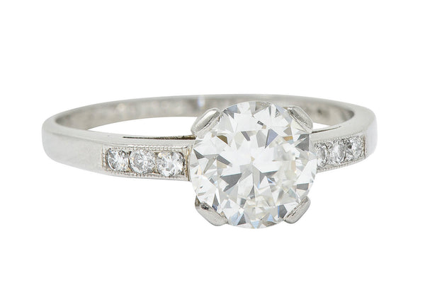 Art Deco 1.20 CTW Diamond Platinum Wide Prong Engagement RingRing - Wilson's Estate Jewelry