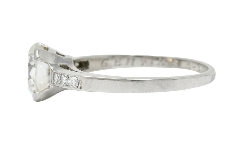 Art Deco 1.20 CTW Diamond Platinum Wide Prong Engagement RingRing - Wilson's Estate Jewelry