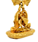 Art Nouveau Citrine 14 Karat Gold Sea Serpent Dragon Fob PendantNecklace - Wilson's Estate Jewelry