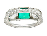 Art Deco 3.30 CTW Diamond Emerald Platinum Three Stone RingRing - Wilson's Estate Jewelry
