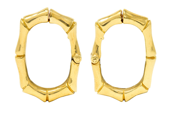 David Webb Vintage 18 Karat Yellow Gold Bamboo Hoop Ear-Clip Earrings Wilson's Antique & Estate Jewelry