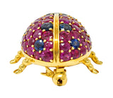 Vintage Sapphire Ruby Onyx Diamond 18 Karat Gold Ladybug BroochBrooch - Wilson's Estate Jewelry