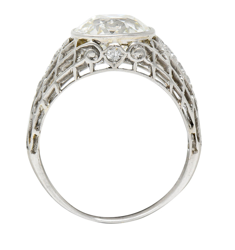 Edwardian 2.40 CTW Old European Diamond Platinum Trellis Engagement RingRing - Wilson's Estate Jewelry