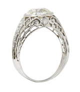 Edwardian 2.40 CTW Old European Diamond Platinum Trellis Engagement RingRing - Wilson's Estate Jewelry