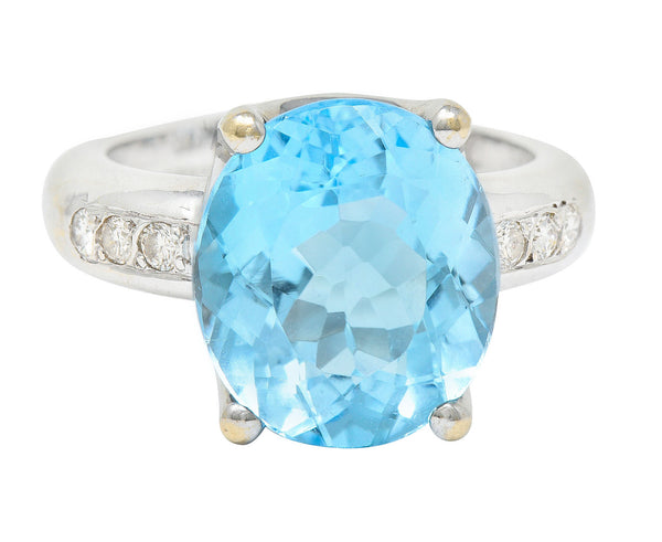 JB Star Blue Topaz Diamond 18 Karat White Gold Gemstone RingRing - Wilson's Estate Jewelry