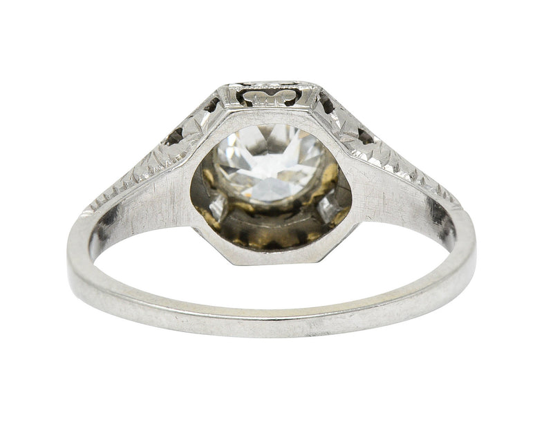 Art Deco 1.05 CTW Diamond 18 Karat White Gold Foliate Engagement RingRing - Wilson's Estate Jewelry