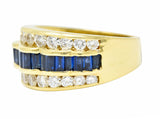 1960's Vintage 1.95 CTW Sapphire Diamond 18 Karat Gold Band RingRing - Wilson's Estate Jewelry