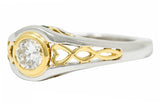 Modern 0.54 Diamond Emerald Platinum 18 Karat Gold Engagement RingRing - Wilson's Estate Jewelry
