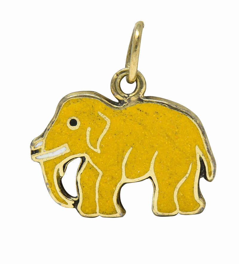 1920's Art Deco Yellow Enamel 14 Karat Gold Elephant Charmcharm - Wilson's Estate Jewelry