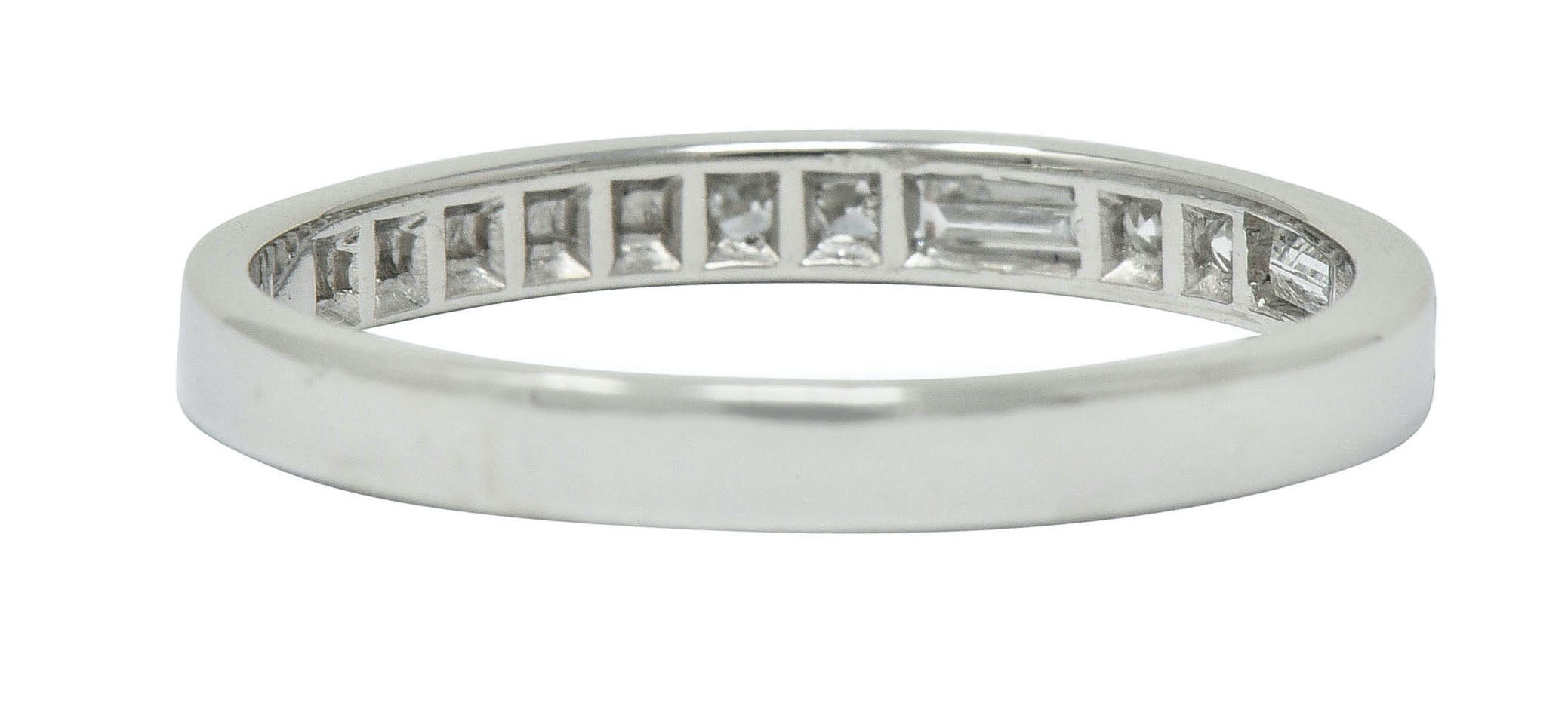 Vintage Single Baguette Cut Diamond Platinum Channel Band RingRing - Wilson's Estate Jewelry