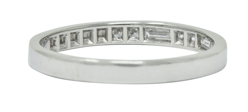 Vintage Single Baguette Cut Diamond Platinum Channel Band RingRing - Wilson's Estate Jewelry