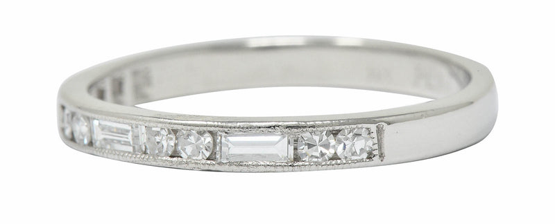 Vintage Single Baguette Cut Diamond Platinum Channel Band RingRing - Wilson's Estate Jewelry