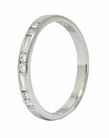 Vintage Single Baguette Cut Diamond Platinum Channel Band RingRing - Wilson's Estate Jewelry