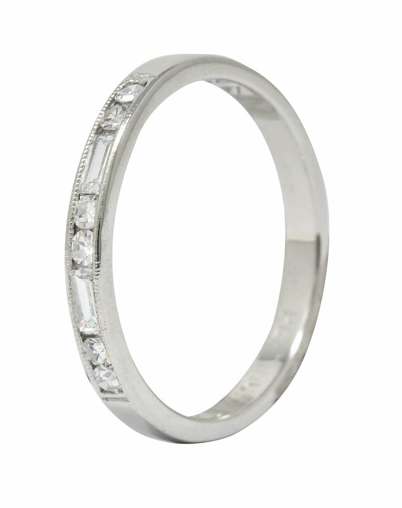 Vintage Single Baguette Cut Diamond Platinum Channel Band RingRing - Wilson's Estate Jewelry