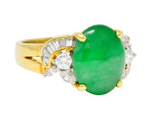 Vintage Jadeite Jade Diamond 18 Karat Yellow Gold Cabochon Band Ring GIA Wilson's Antique & Estate Jewelry