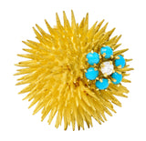 1960's Tiffany & Co. Diamond Turquoise 18 Karat Gold Sea Urchin BroochBrooch - Wilson's Estate Jewelry
