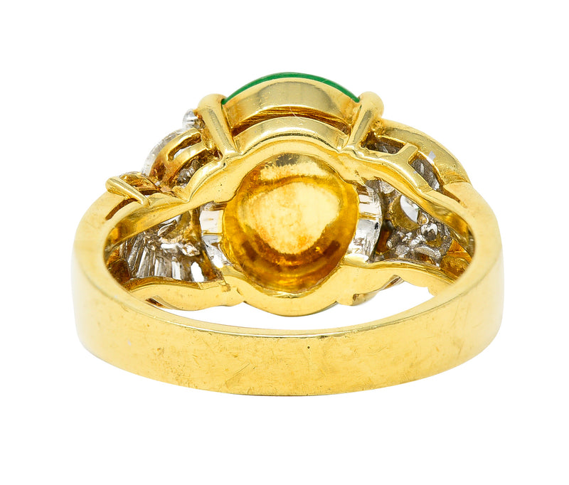 Vintage Jadeite Jade Diamond 18 Karat Yellow Gold Cabochon Band Ring GIA Wilson's Antique & Estate Jewelry
