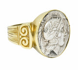 1970's Vintage Ancient Coin 18 Karat Gold Athena & Bull RingRing - Wilson's Estate Jewelry