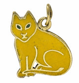 Art Deco Yellow Enamel 14 Karat Gold Cat Charmcharm - Wilson's Estate Jewelry