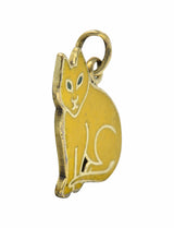 Art Deco Yellow Enamel 14 Karat Gold Cat Charmcharm - Wilson's Estate Jewelry
