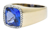 Tanzanite Diamond Halo 18 Karat White Gold Unisex Gemstone RingRing - Wilson's Estate Jewelry