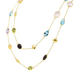 Citrine Garnet Amethyst Multi-Gem 18 Karat Gold Gemstone Station Long Chain NecklaceNecklace - Wilson's Estate Jewelry