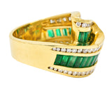 Charles Krypell 4.00 CTW Emerald Diamond 18 Karat Gold Ribbon Ring Wilson's Antique & Estate Jewelry