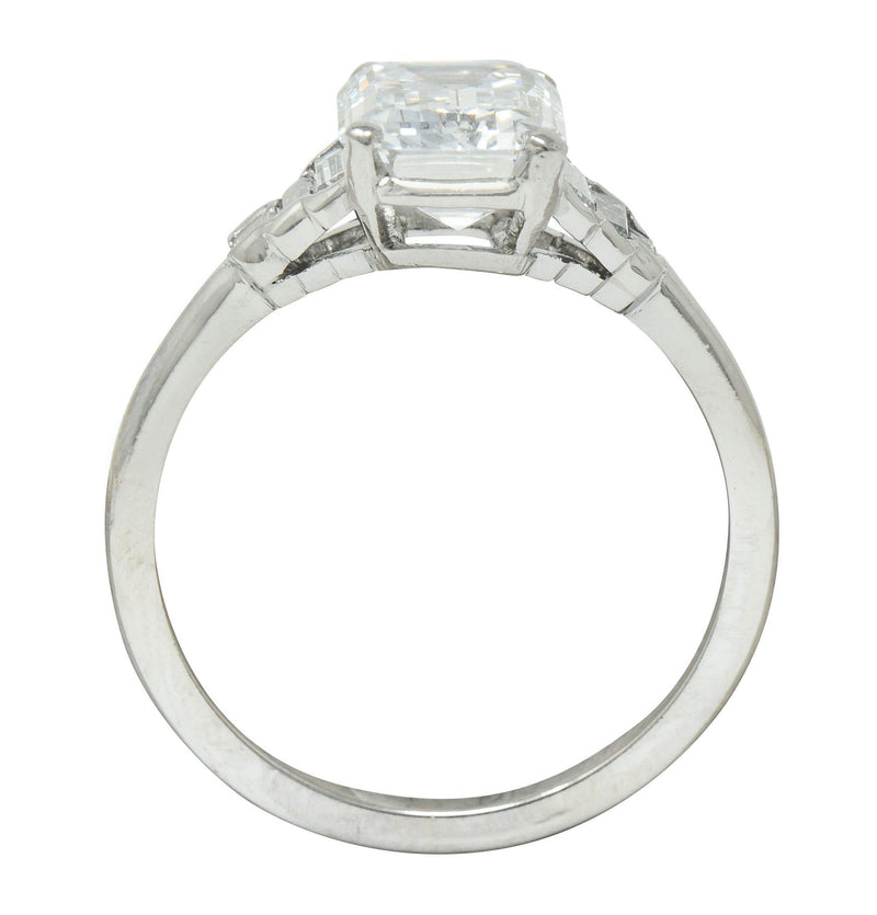 Contemporary 2.20 CTW Emerald Cut Diamond Platinum Engagement Ring GIARing - Wilson's Estate Jewelry