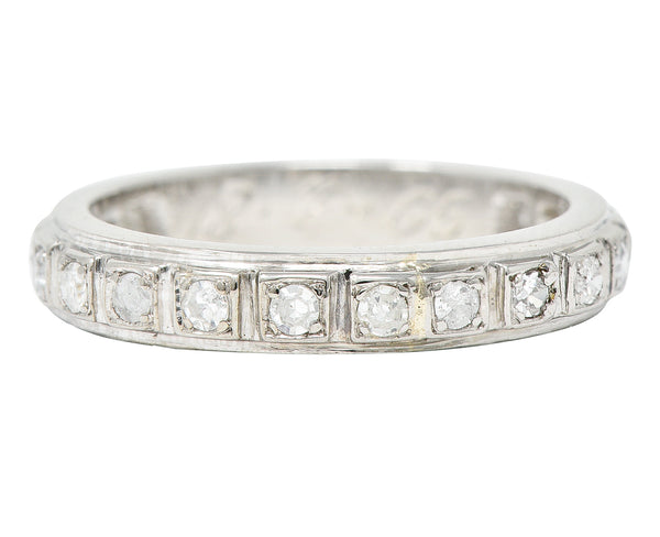 1965 Vintage 0.55 CTW Diamond 18 Karat White Gold Eternity Band Ring Wilson's Antique & Estate Jewelry