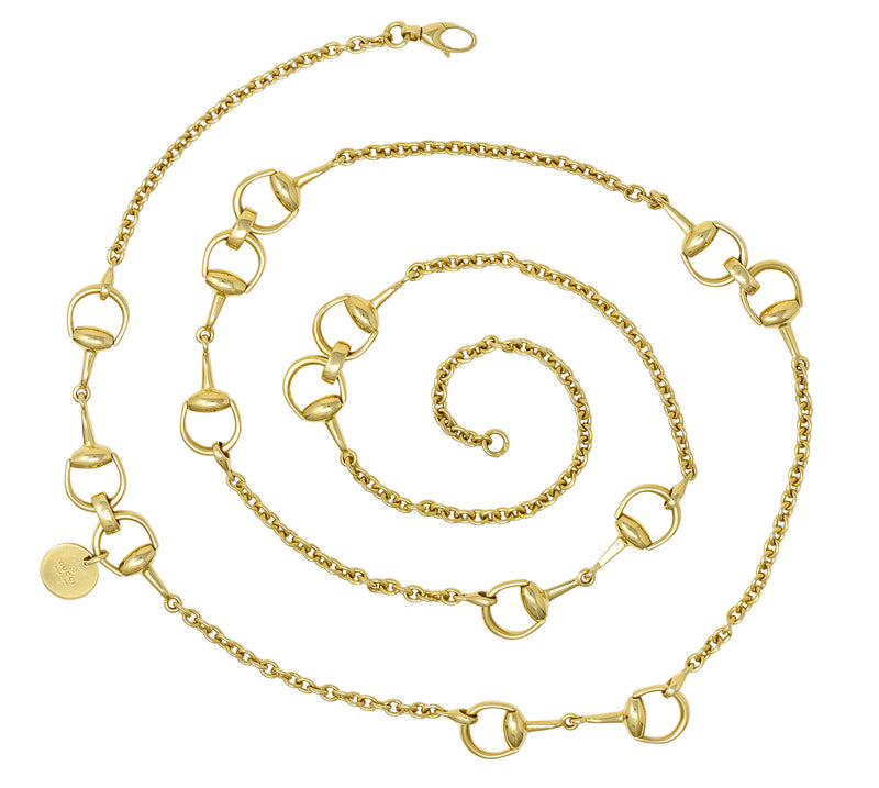 Gucci 18 Karat Yellow Gold Horsebit Link Vintage Chain Necklace Wilson's Estate Jewelry
