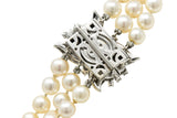 Retro 1.70 CTW Diamond Cultured Pearl 14 Karat White Gold Multi-Strand Necklace & BroochNecklace - Wilson's Estate Jewelry