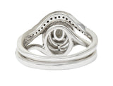 Contemporary Oval Diamond 14 Karat White Gold Engagement Ring Wedding SetRing - Wilson's Estate Jewelry