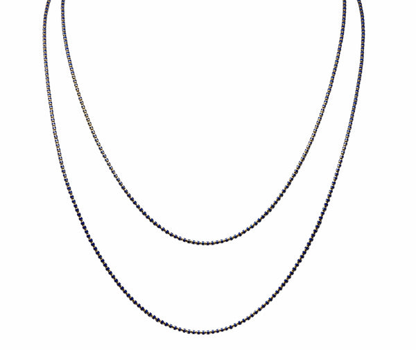 Victorian Blue Enamel 14 Karat Gold 56 Inch Long Chain Necklace Circa 1900Necklace - Wilson's Estate Jewelry