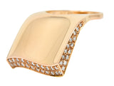 Italian Pave Diamond 18 Karat Rose Gold Wave Band RingRing - Wilson's Estate Jewelry