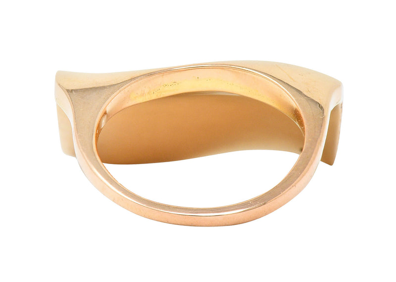 Italian Pave Diamond 18 Karat Rose Gold Wave Band RingRing - Wilson's Estate Jewelry