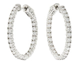 1.50 CTW Diamond 14 Karat White Gold Inside Outside 27 MM Hoop Earrings Wilson's Estate Jewelry