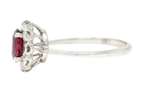 Contemporary 1.08 CTW Diamond 18 Karat White Gold Ruby Cluster Halo Ring Wilson's Estate Jewelry