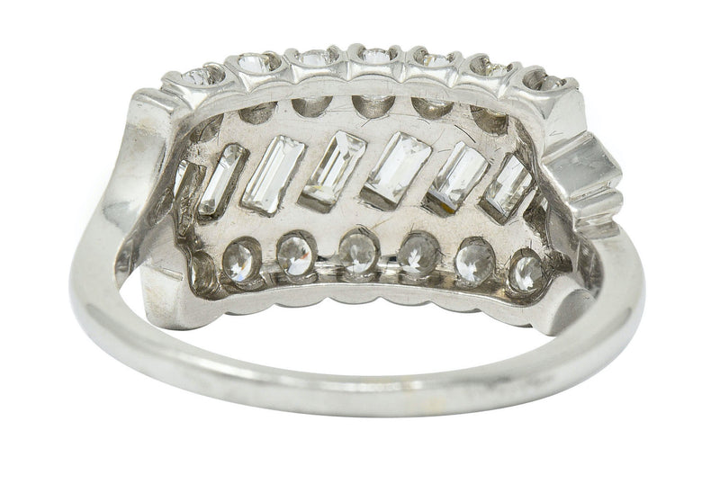 Retro 1.25 CTW Diamond Platinum Fishtail Band RingRing - Wilson's Estate Jewelry